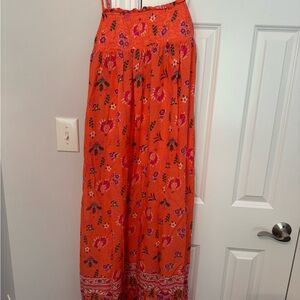 Anthropologie Orange and Pink Maxi Dress